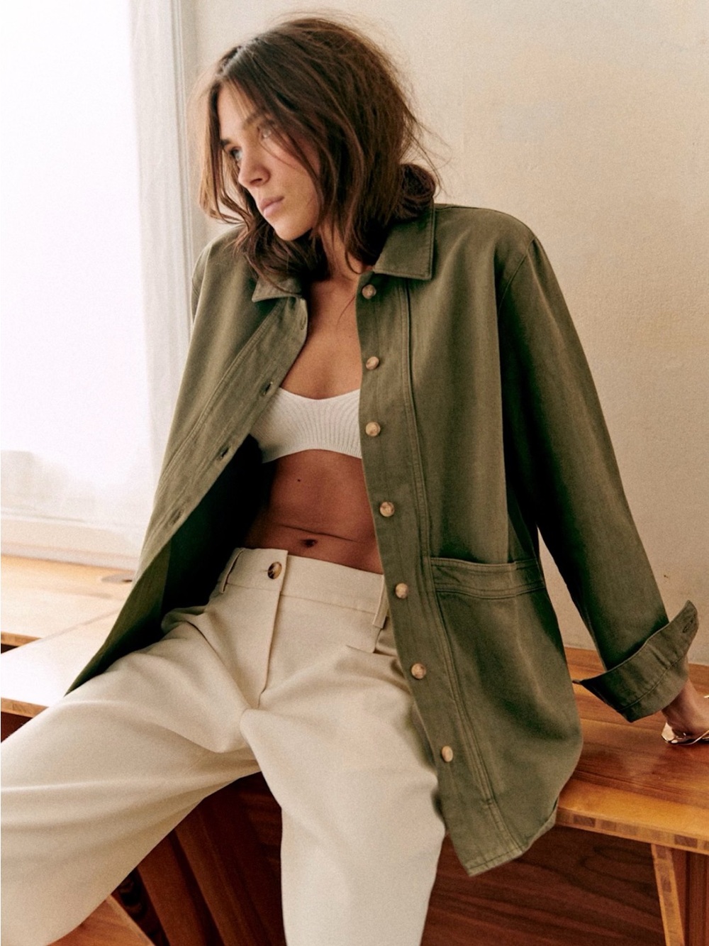 Sezane Will Jacket Khaki - Size XS